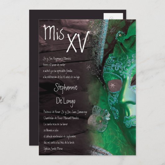 12x18 Masquerade Quinceanera Birthday Einladung (Vorne/Hinten)