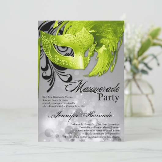 12x18 Masquerade Quinceanera Birthday Einladung (Stehend Vorderseite)