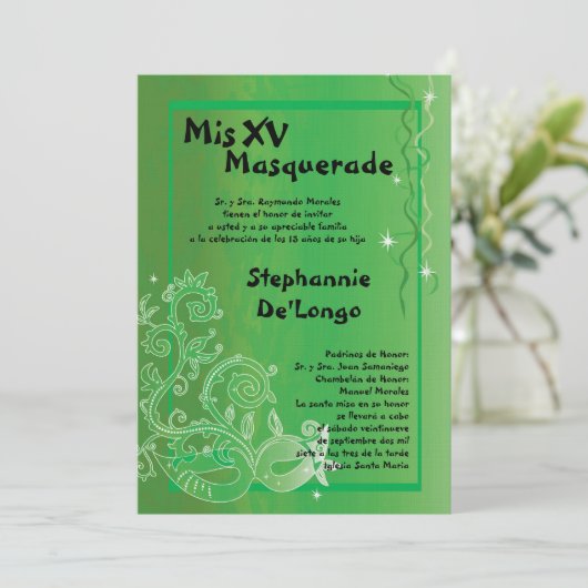 12x18 Masquerade Quinceanera Birthday Einladung (Stehend Vorderseite)