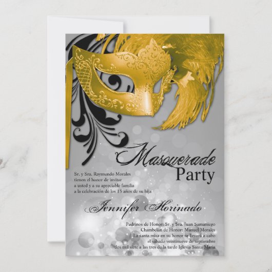 12x18 Masquerade Quinceanera Birthday Einladung (Vorderseite)