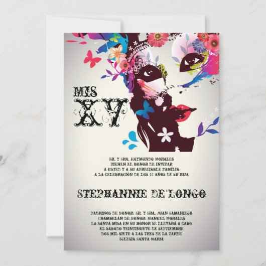 12x18 Masquerade Quinceanera Geburtstag Einladung (Vorderseite)