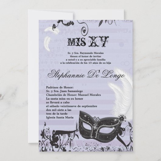 12x18 Masquerade Quinceanera Geburtstag Einladung (Vorderseite)