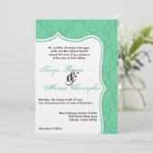 12x18 Mint Green Damask Hochzeitsfeier Einladung (Stehend Vorderseite)