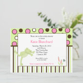 12x18 Mod Leap Frog Pink Trendy Dot Kinderdusche Einladung (Stehend Vorderseite)