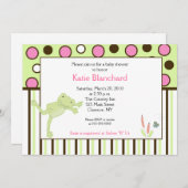 12x18 Mod Leap Frog Pink Trendy Dot Kinderdusche Einladung (Vorne/Hinten)