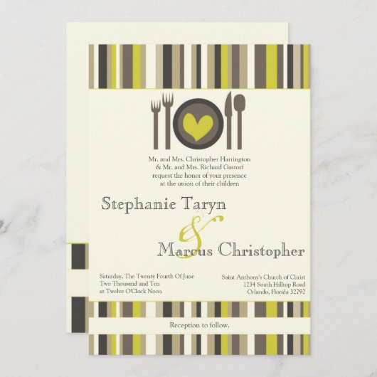 12x18 Modern China Tellers Abendessen Hochzeit Ein Einladung (Vorne/Hinten)