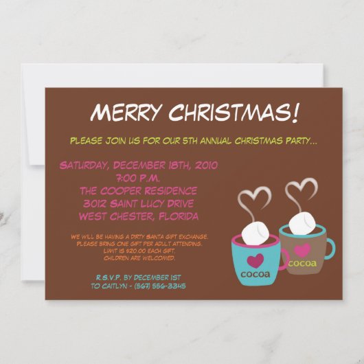 12x18 Modern Cocoa Cups Weihnachts-Party Einladung (Vorderseite)