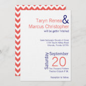 12x18 Modern Coral Navy Blue Chev Einladung zur Ho (Vorne/Hinten)