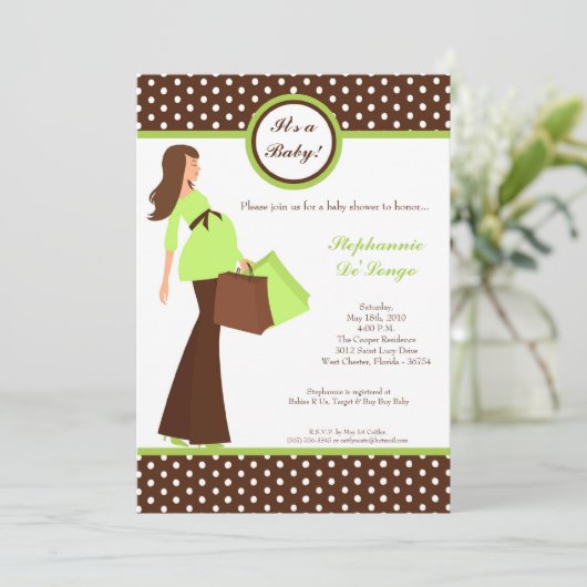 12x18 Modern Mod Mama Shopping Baby Shower Einladu Einladung (Stehend Vorderseite)