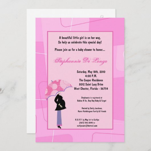 12x18 Modern Mod Mama Shopping Baby Shower Einladu Einladung (Vorne/Hinten)