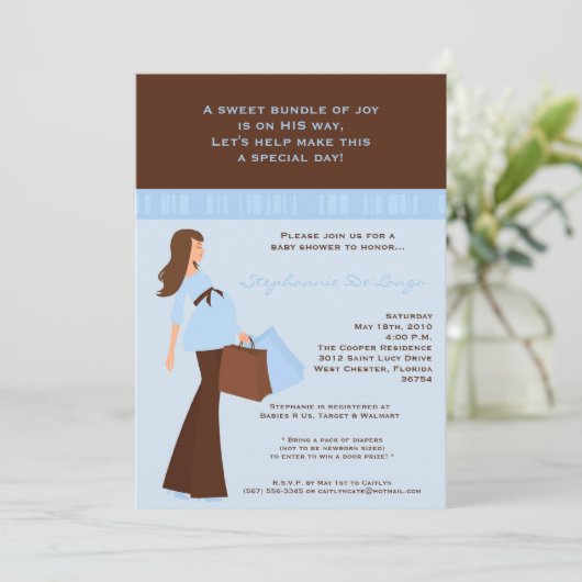 12x18 Modern Mod Mama Shopping Baby Shower Einladu Einladung (Stehend Vorderseite)