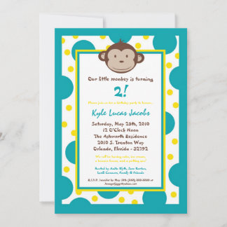 12x18 Modern Mod Monkey Geburtstagsparty Einladung