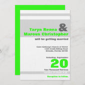 12x18 Modern Neon Green Stripe Hochzeit Einladung (Vorne/Hinten)