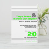 12x18 Modern Neon Green Stripe Hochzeit Einladung (Stehend Vorderseite)