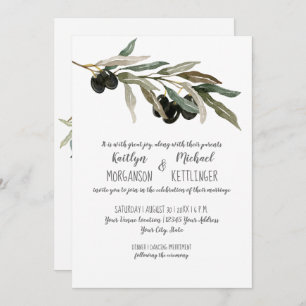 12x18 Modern Olive Leaf Wreath Watercolor Typograf Einladung