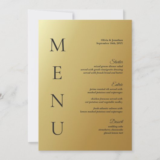 12x18" Modern Ombre Gold WedelTable Menu Card Einladung (Vorderseite)
