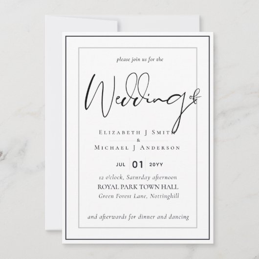 12x18 Modern Script Overlay Budget Hochzeit lädt e (Vorderseite)