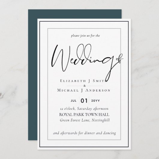 12x18 Modern Script Overlay Budget Hochzeit lädt e (Vorne/Hinten)