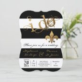 12x18 Modern Stripe Fleur De Leis Einladung zur Ho (Stehend Vorderseite)