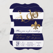 12x18 Modern Stripe Fleur De Leis Einladung zur Ho (Vorne/Hinten)