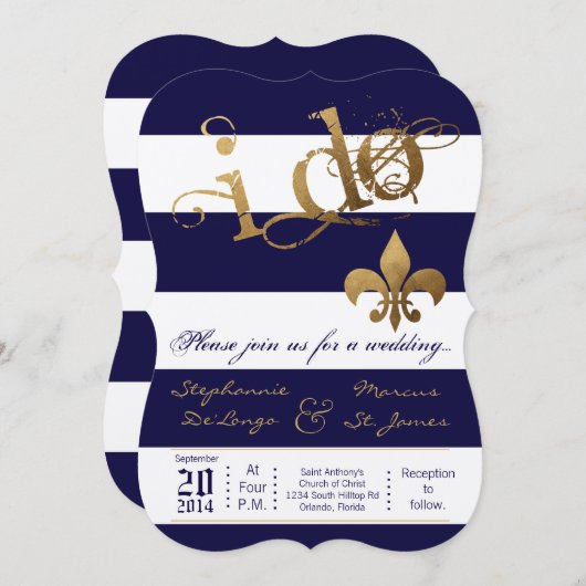 12x18 Modern Stripe Fleur De Leis Einladung zur Ho (Vorne/Hinten)