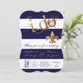 12x18 Modern Stripe Fleur De Leis Einladung zur Ho (Stehend Vorderseite)