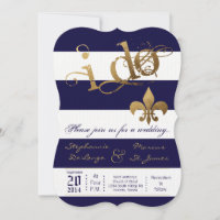 12x18 Modern Stripe Fleur De Leis Einladung zur Ho