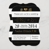 12x18 Modern Stripe Schwarz-weiß Hochzeitseinladun Einladung (Vorne/Hinten)