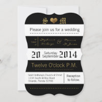 12x18 Modern Stripe Schwarz-weiß Hochzeitseinladun