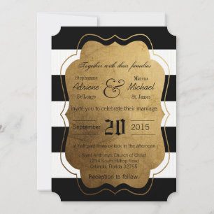 12x18 Modern Stripe Schwarz-weiß Hochzeitseinladun Einladung