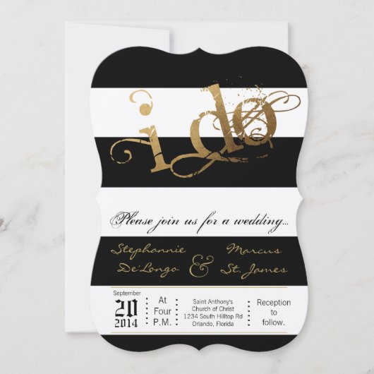 12x18 Modern Stripe Schwarz-weiß Hochzeitseinladun Einladung (Vorderseite)