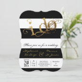 12x18 Modern Stripe Schwarz-weiß Hochzeitseinladun Einladung (Stehend Vorderseite)