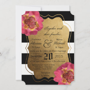 12x18 Modern Stripe Schwarz-weiß Hochzeitseinladun Einladung