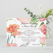 12x18 Moderne Hochzeit mit floraler Rose Einladung (Stehend Vorderseite)