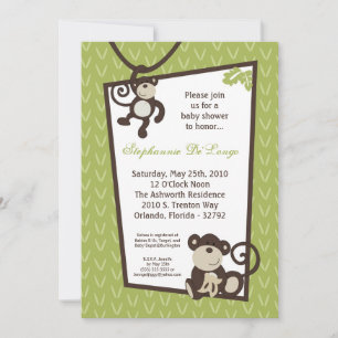 12x18 Monkey Time Zoo Animal Baby Shower Einladung