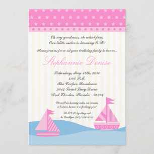 12x18 Naut Segelboot Wal Geburtstagsparty Einladun Einladung