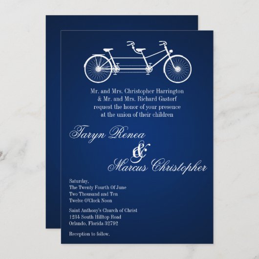 12x18 Navy Blue Double Bike Hochzeit Einladung (Vorne/Hinten)