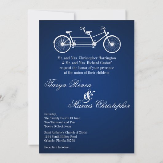 12x18 Navy Blue Double Bike Hochzeit Einladung (Vorderseite)