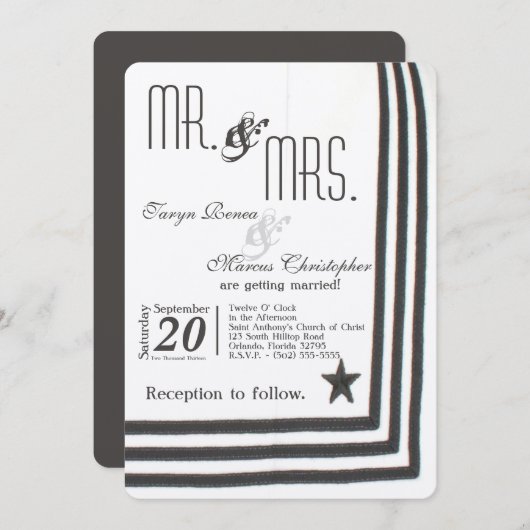 12x18 Navy Summer Dress Whites Wedding Einladung (Vorne/Hinten)