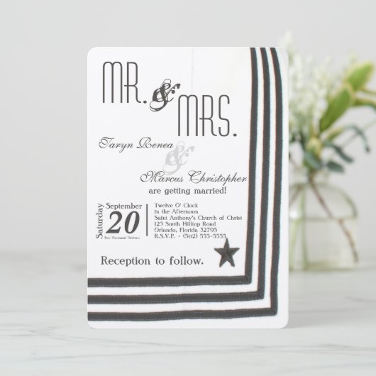 12x18 Navy Summer Dress Whites Wedding Einladung (Stehend Vorderseite)