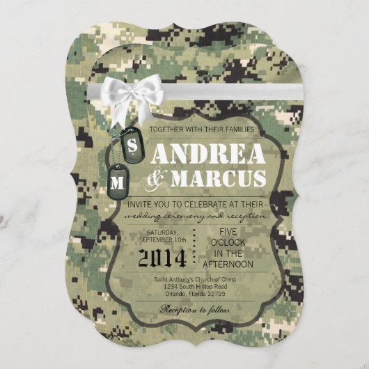 12x18 Navy Tan Typ III Einladung zur Hochzeit (Vorne/Hinten)