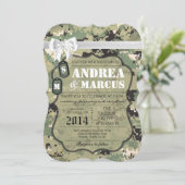 12x18 Navy Tan Typ III Einladung zur Hochzeit (Stehend Vorderseite)