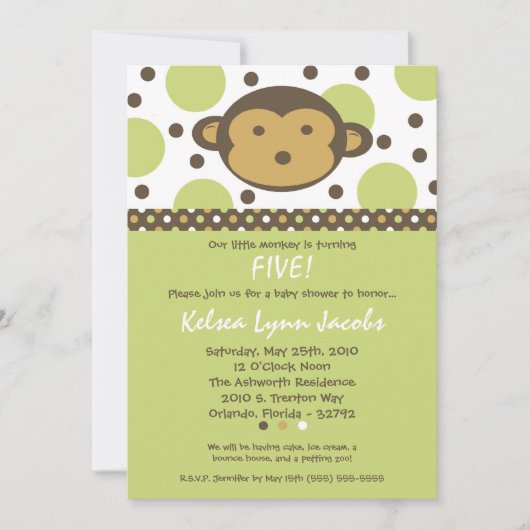 12x18 Neut Modern Mod Monkey Birthday Par Einladun Einladung (Vorderseite)