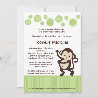 12x18 Neutra Pop Monkey Tanz Geburtstag Einladung