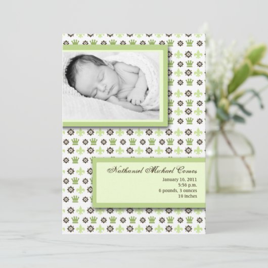 12x18 Neutral Fleur De Li Foto Geburtserklärung Ankündigung (Stehend Vorderseite)