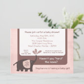 12x18 Niedliche Lila Elephant Baby Dusche Einladun Einladung (Stehend Vorderseite)