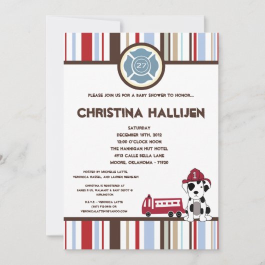 12x18 Nojo Fire Motor Kinderdusche Einladung (Vorderseite)