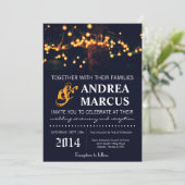 12x18 Oak Tree String Lights Nigh Wedding Einladun Einladung (Stehend Vorderseite)