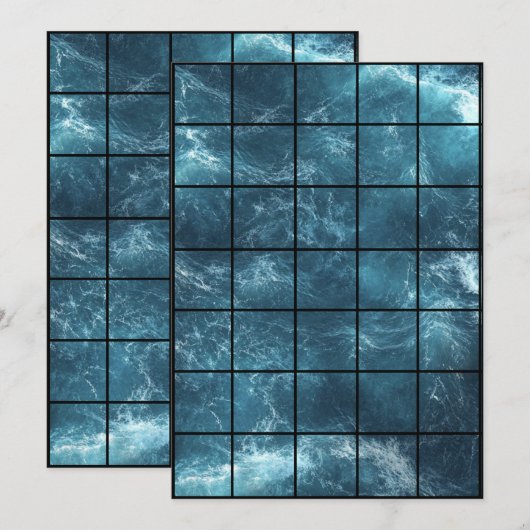 12x18 Ocean Paper Gridmap Einladung (Vorne/Hinten)