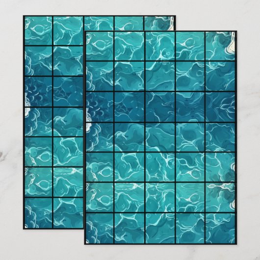 12x18 Ocean Paper Gridmap Einladung (Vorne/Hinten)